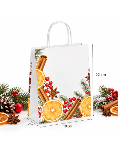 Kerst papieren draagtas 18+8x22 cm - afmetingen