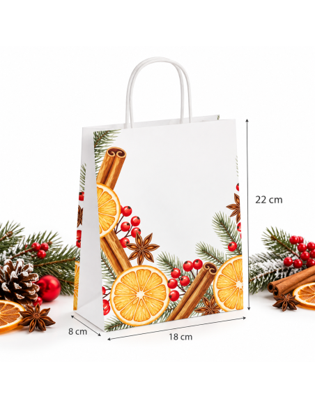 Kerst papieren draagtas 18+8x22 cm - afmetingen
