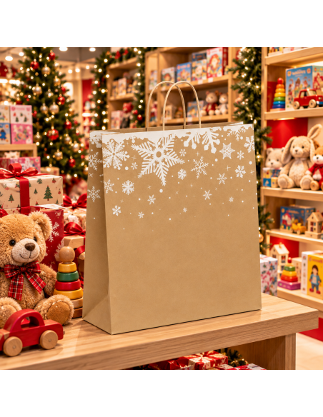 Grand sac de Noël flocons dans un magasin de jouets