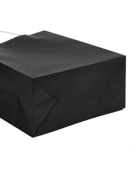 fond plat renforcé d'un sac en papier kraft noir, détail du pliage