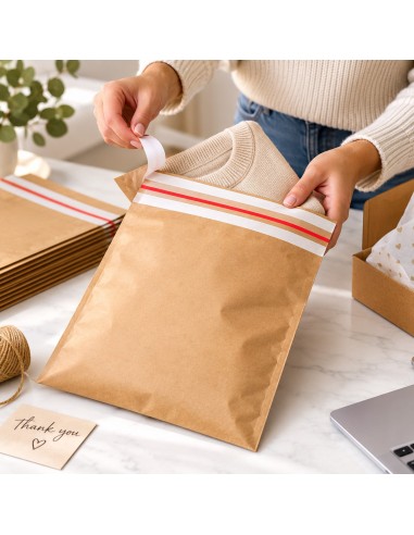 Kraft verzendzak met retourstrip voor het verzenden van kleding - Packadi