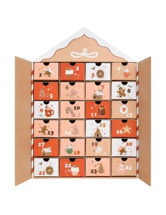 Adventskalender huisje van karton met 24 laatjes om te vullen