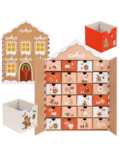 Adventskalender huisje van karton met 24 laatjes om te vullen 2