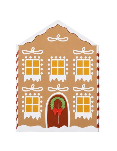 Versierde voorkant van de adventskalender peperkoekhuisje
