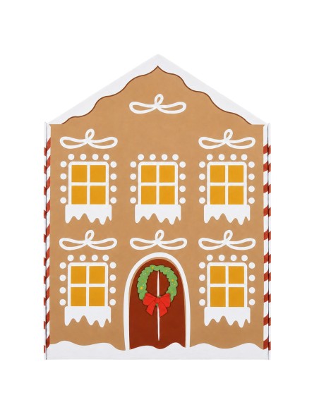 Versierde voorkant van de adventskalender peperkoekhuisje