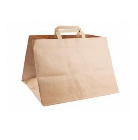 Take Away bruine papieren draagtassen 32 x 22 x 27cm met brede bode...