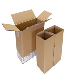 Wijnverzenddoos 2 flessen dubbelgolf / Verzenddoos voor 2 flessen /... Wijnverzenddoos 2 flessen dubbelgolf / Verzenddoos voor 2 flessen /...