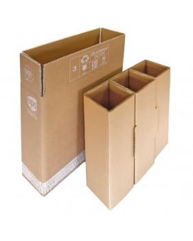 Boite d'expédition pour 3 bouteilles - double cannelure  - Accueil Boite d'expédition pour 3 bouteilles - double cannelure  - Accueil