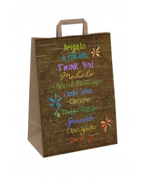 Draagtassen " Thank you" van gekleurd kraftpapier met platte oren 2...
