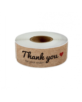 120 Etiquettes brunes en rouleau " Thank you for you order " 7,5 x ...