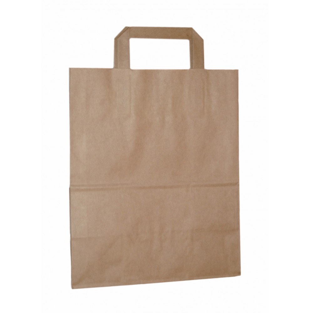 Bruine draagtas in kraftpapier met platte oren / papieren tassen  -...