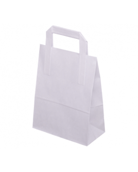 Sac en papier kraft blanc à poignées plates  - Accueil