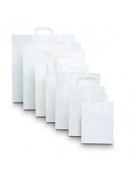 Sac Papier Kraft Blanc à Poignées Plates – Sac Boutique