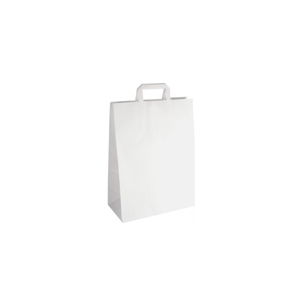 Sac Papier Kraft Blanc à Poignées Plates – Sac Boutique