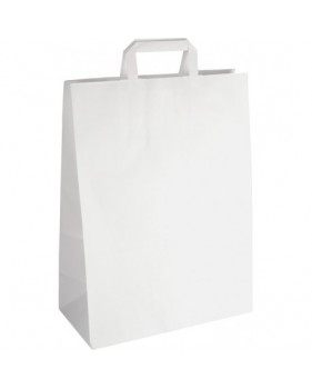Sac Papier Kraft Blanc à Poignées Plates – Sac Boutique