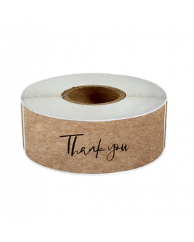 120 Etiquettes brunes en rouleau " Thank you " 7,5 x 2,5cm  - Accueil 120 Etiquettes brunes en rouleau " Thank you " 7,5 x 2,5cm  - Accueil
