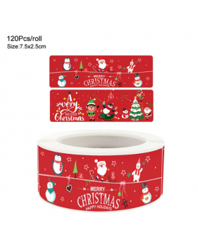 120 stickers op rol " Merry Christmas" 7,5 x 2,5cm  - Home 120 stickers op rol " Merry Christmas" 7,5 x 2,5cm  - Home