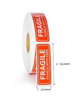 100 étiquettes adhésives "Fragile " 7,5 x 2,5cm  - Accueil