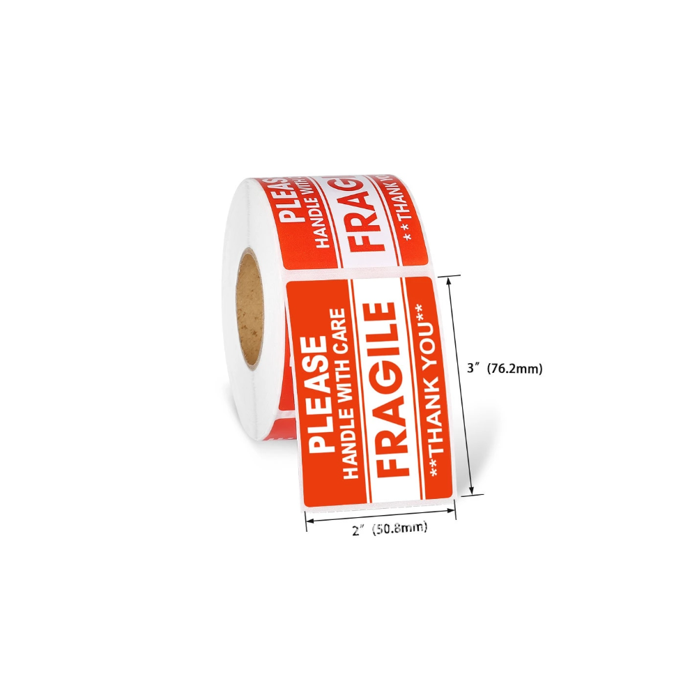 100 stickers op rol "Fragile " 5.08x7.62 cm  - Home