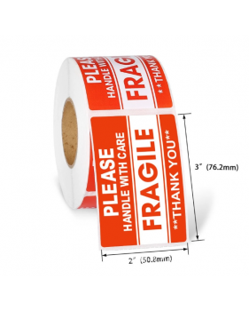 100 stickers op rol "Fragile " 5.08x7.62 cm  - Home