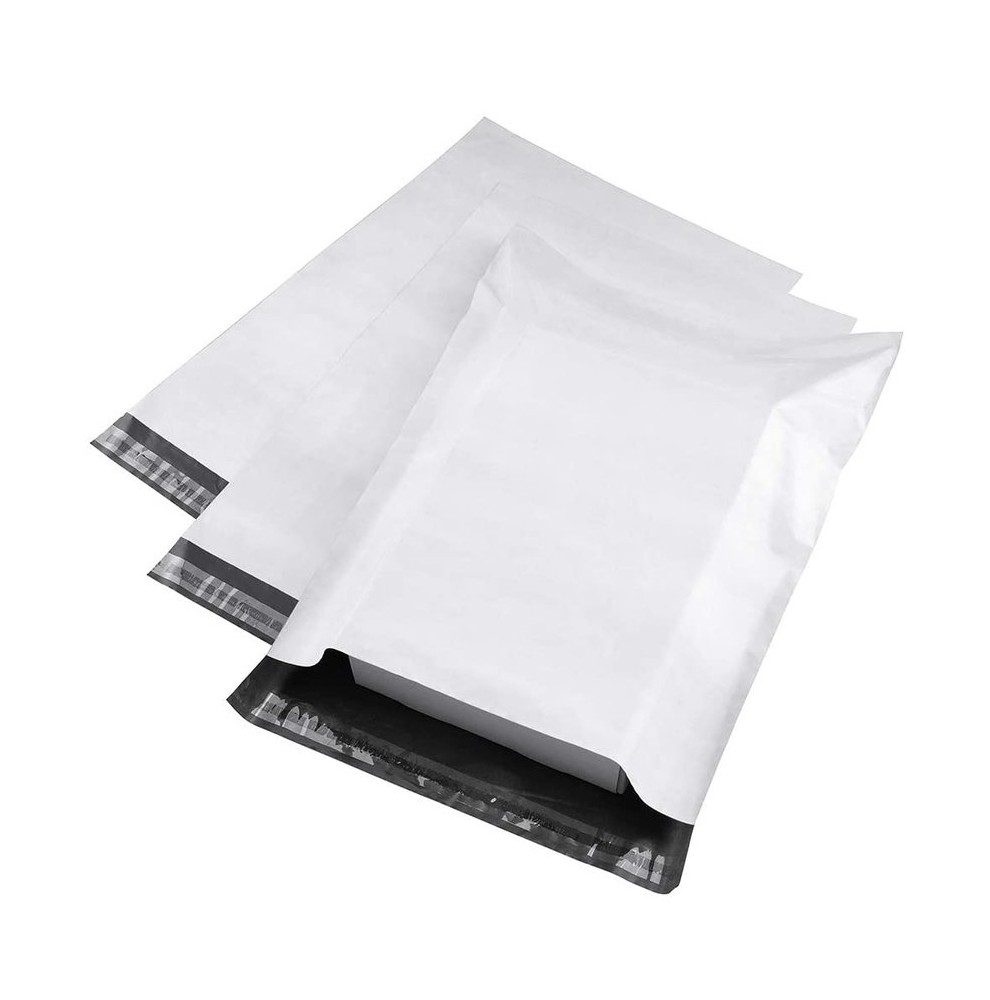 Lot de 100 Enveloppes Plastiques blanches opaques - pochette d