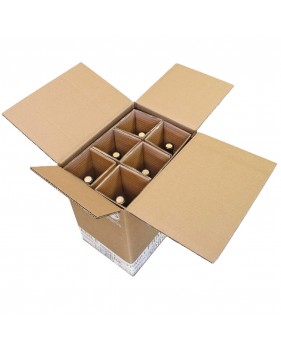 Boite d'expédition pour 6 bouteilles - double cannelure  - Accueil Boite d'expédition pour 6 bouteilles - double cannelure  - Accueil