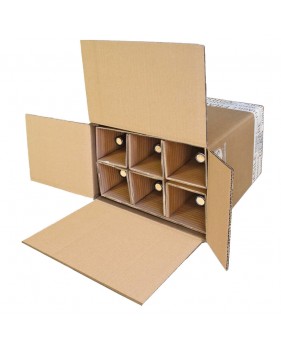 Boite d'expédition pour 6 bouteilles - double cannelure  - Accueil Boite d'expédition pour 6 bouteilles - double cannelure  - Accueil