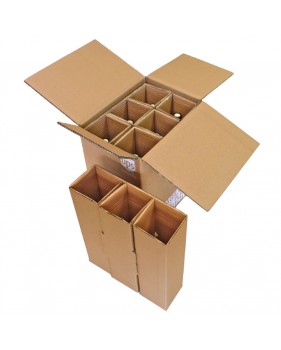 Boite d'expédition pour 6 bouteilles - double cannelure  - Accueil Boite d'expédition pour 6 bouteilles - double cannelure  - Accueil