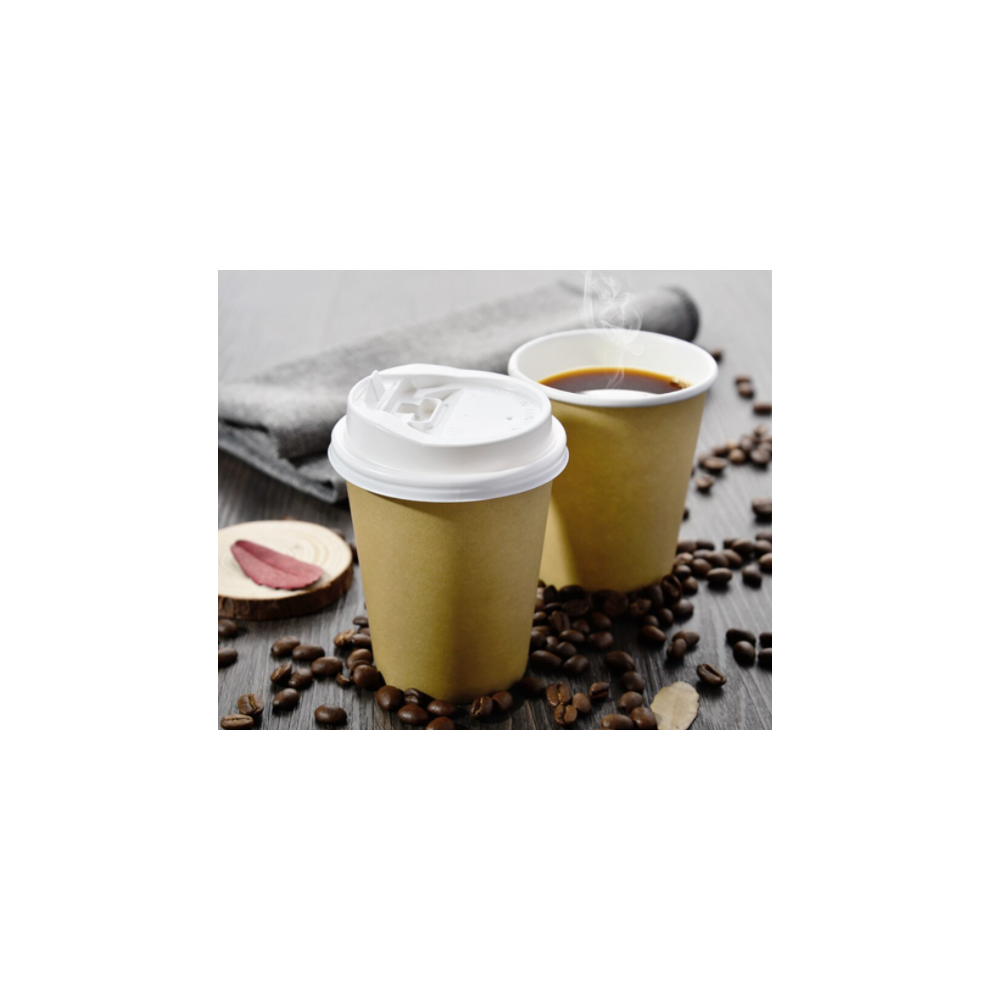 Gobelet à café à emporter Kraft 80mm 240ml marron- 100 pièces + cou