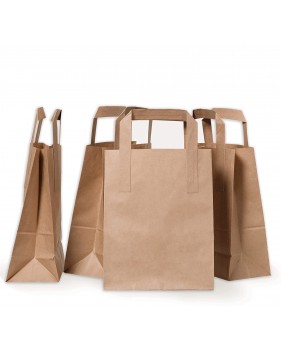 Sacs en papier kraft brun à poignées plates  - Accueil Sacs en papier kraft brun à poignées plates  - Accueil