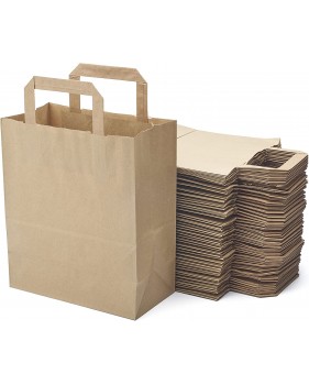 Sacs en papier kraft brun à poignées plates  - Accueil Sacs en papier kraft brun à poignées plates  - Accueil