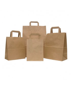 Sacs en papier kraft brun à poignées plates  - Accueil Sacs en papier kraft brun à poignées plates  - Accueil