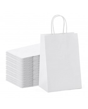 50 x Draagtassen van witte kraftpapier met gevlochten oren 18x8x22c...