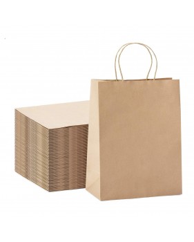 Sacs kraft brun à poignées torsadées 18x8x22cm  - Accueil