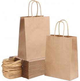 Bruine Kraft Tas 18x8x22 cm – Gedraaide Handvatten