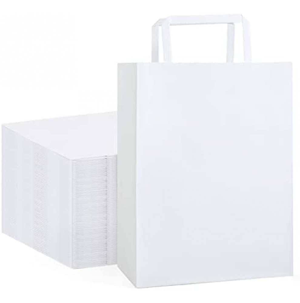 Sac Papier Kraft Blanc à Poignées Plates – Sac Boutique