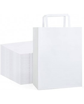 Sac en papier kraft blanc à poignées plates  - Accueil