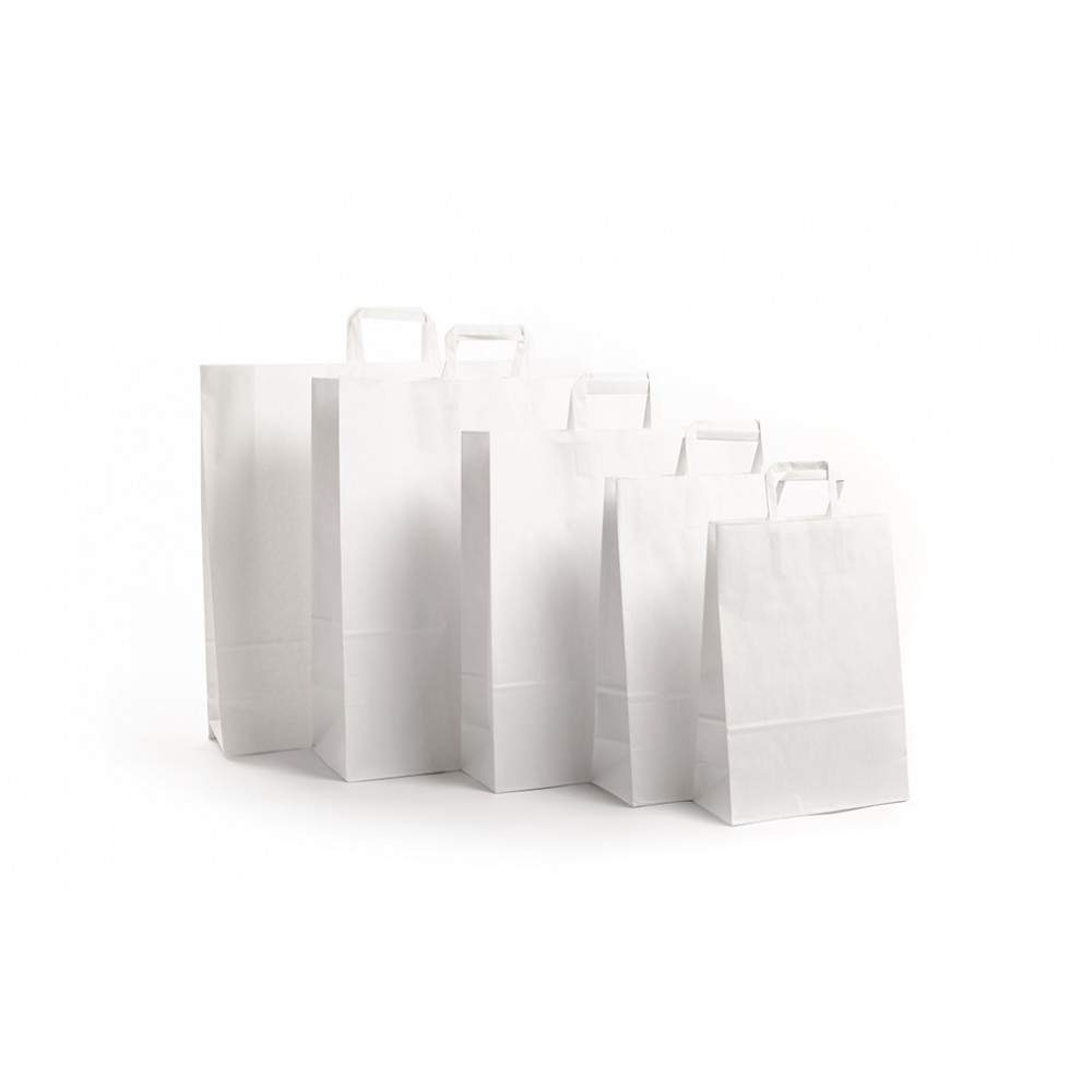 Sac Papier Kraft Blanc à Poignées Plates – Sac Boutique