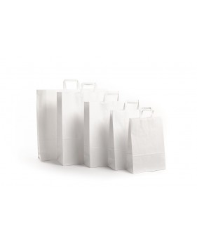Sac en papier kraft blanc à poignées plates  - Accueil