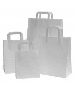 Sac Papier Kraft Blanc à Poignées Plates – Sac Boutique