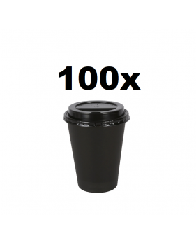 Gobelet à café en carton noir 240 ml avec couvercle noir - lot de 100