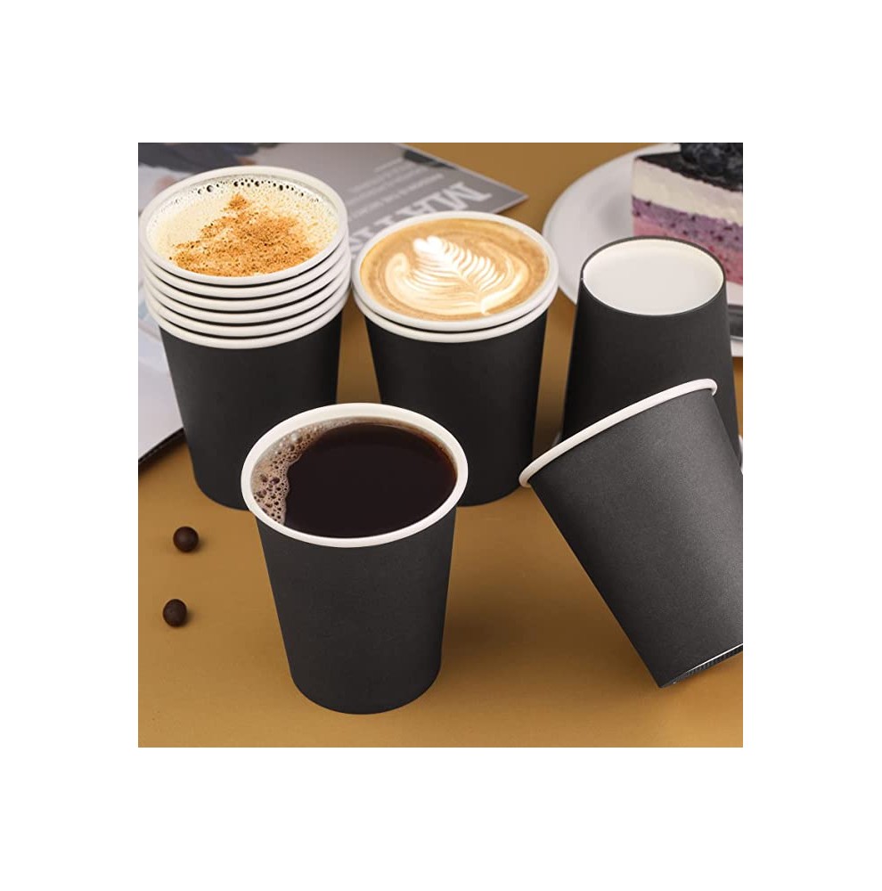 Gobelet à café en carton 80mm 240ml noir- 100 pièces+ couvercles no...