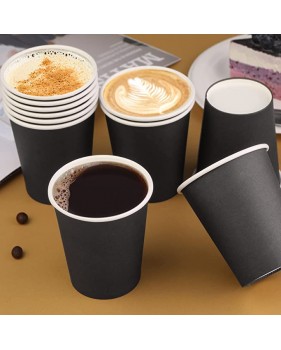 Gobelets carton noirs 240 ml et couvercles noirs pour café à emporter