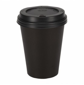 Gobelet carton noir 240 ml Ø80 mm avec son couvercle noir