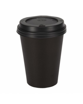 Gobelet carton noir 240 ml Ø80 mm avec son couvercle noir