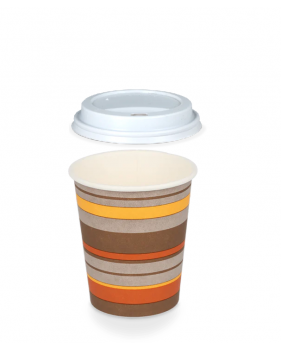 Coffee to go koffiebeker 80mm 240ml 8oz gestreept + witte deksels- ...