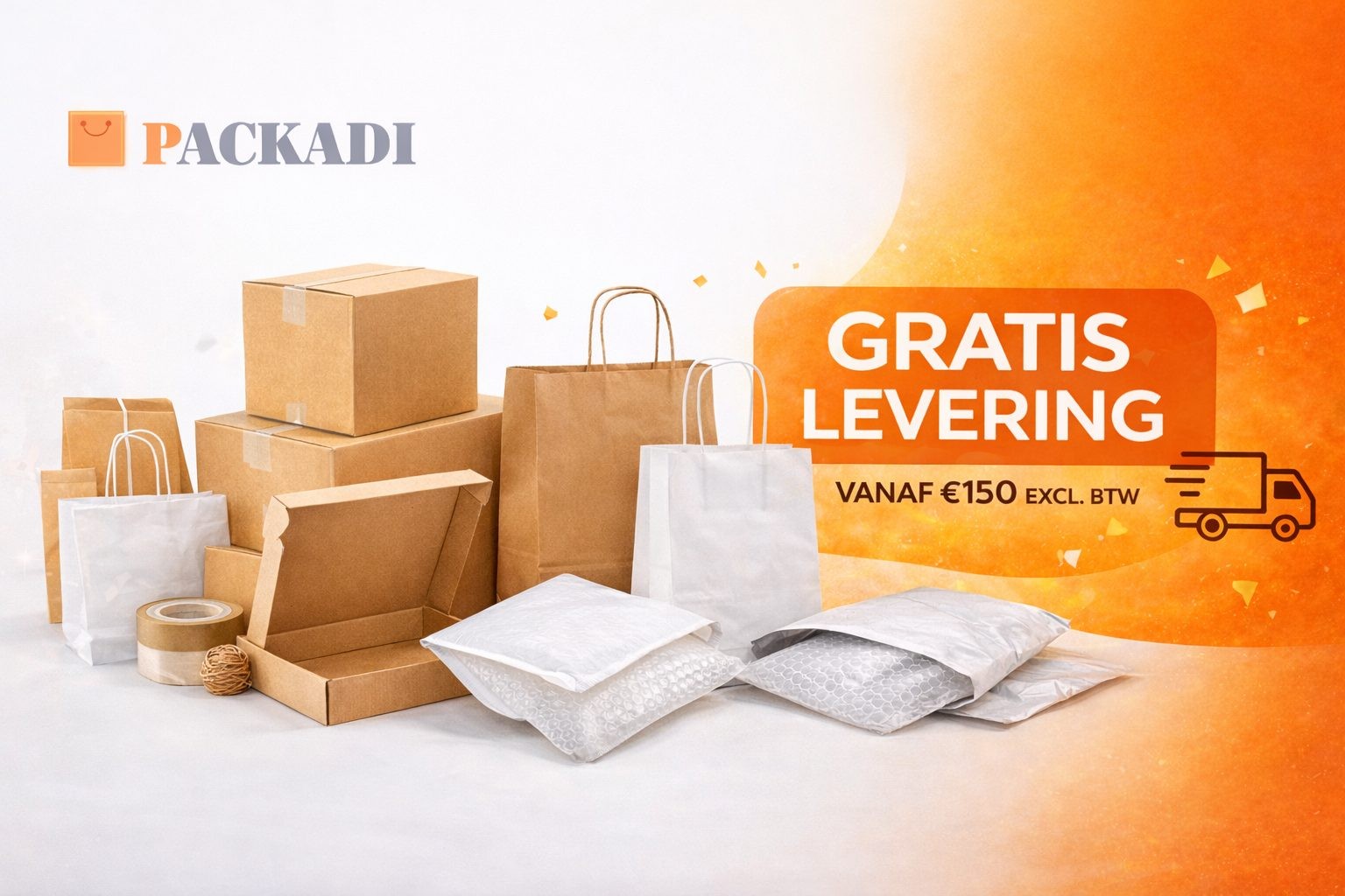 Gratis levering vanaf 150 EUR excl. btw op Packadi verpakkingen