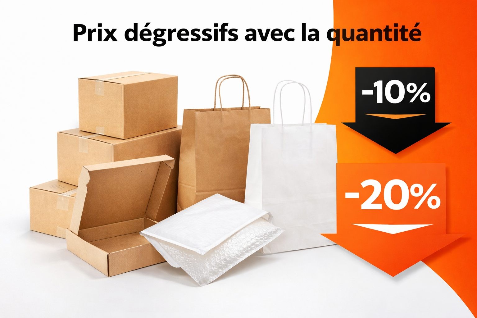 Prix degressifs sur les emballages : -10% et -20% selon la quantite